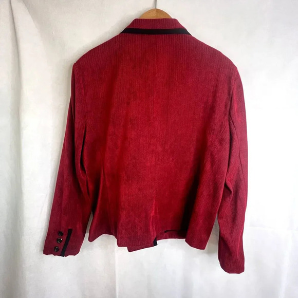 Perceptions Petite Red with Black Trim 3 Button Blazer Size 16P - Picture 2 of 9